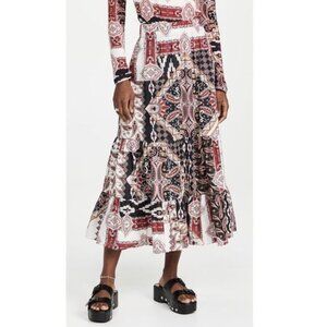 Cara Cara Women's Size Small Pandora Patchwork Black Chase Midi Skirt
